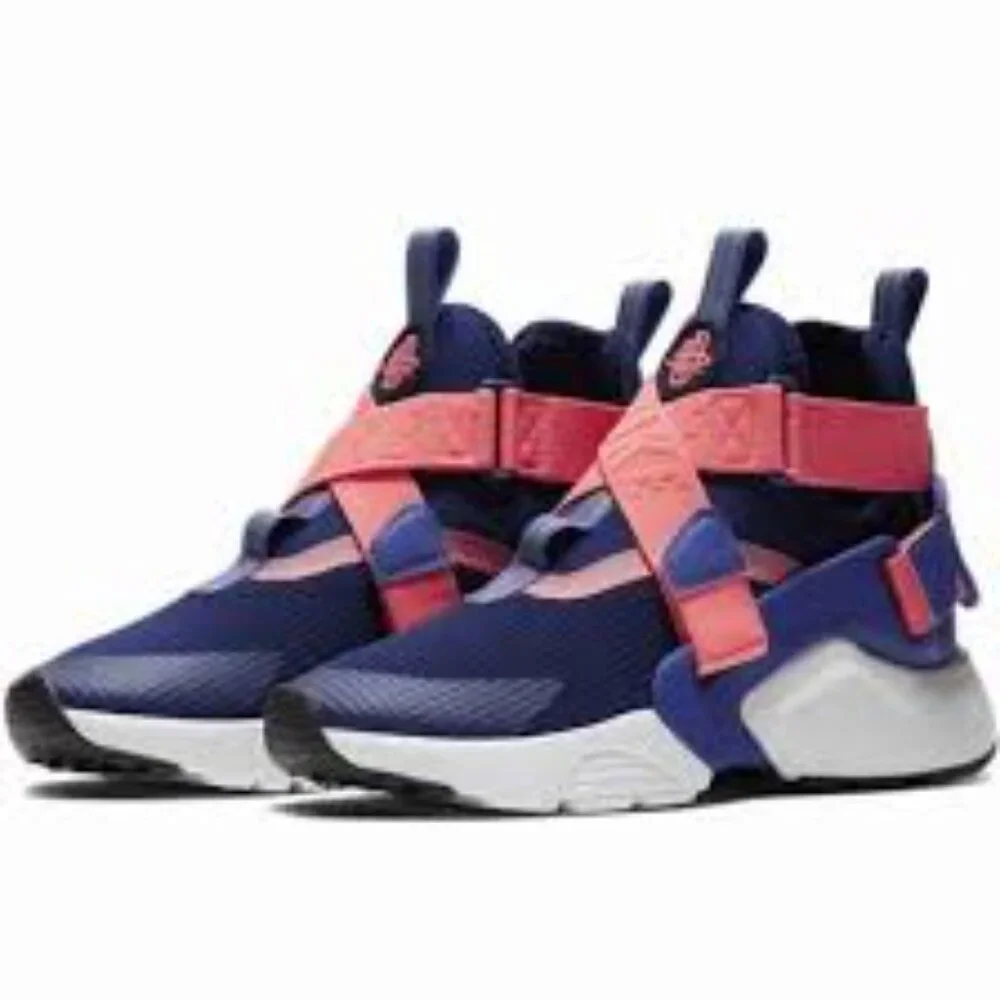 Nike Girl's Navy Huarache City AJ6662-403 Mesh Athletic Sneaker Size 4Y